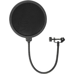 Microphone windscreen Pop Filter Compatible with Shure TONOR Razer Seiren X, Mini, V2 Pro, Elite, Emote Proscreen Microphone Filter Shield with Metal Stabilizing Arm, Antipop Mask with C-Clamp