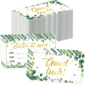 300 Pcs Greenery Enter to Win Raffle Tickets Cards 3.5 x 2 Inch Eucalyptus Entry Form Ticket Cards for Contest, Auction, Ballot Box with Space for Name, Email Address Phone Number Fields (300)