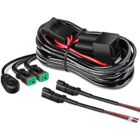 Nilight - 10036W 14AWG 11.5 Feet DT Connector Wiring Harness Kit LED Light Bar 12V On Off Switch Power Relay Blade Fuse for Off Road Lights LED Work Light-2 Leads