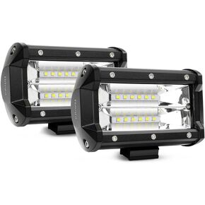 Nilight 18001F-B 2PCS 5Inch 72W Double Row Flood Bar 10800Lumens Driving Fog Led Off Road Lights for Trucks Jeep ATV UTV SUV Boat Marine,2 Years Warranty