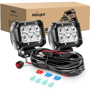 Nilight 4PCS 4 Inch 18W Spot Led Light Bars LED Work Lights Led Fog Lights Off Road Driving Lights with Off Road Wiring Harness