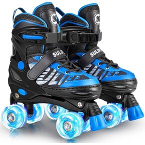 SULIFEEL Letter Adjustable 4 Size Kids Roller Skates for Girls and Boys, Beginner Skates All 8 Light up Wheels Sports for Indoor Outdoor