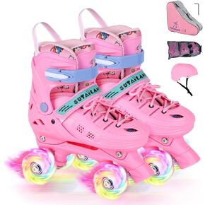 Roller Skates, Adjustable Roller Skates with Light up Wheels for Girls Boys Teens, Beginner & Advance | with Protective Gears and Carry Bag