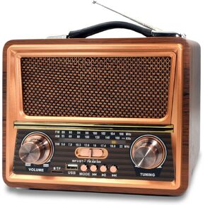 Retro Vintage Radio Bluetooth,Portable Radio AM FM SW with Best Sound, AC, 1200mAh Rechargeable Battery Operated Bluetooth Radio with Best Reception, Loud Speaker Support TF Card/USB Playing