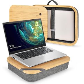 Lap Desk, Bamboo Lap Desk with Storage, Cover Removable Lap Desk for Lap, Computer Laptop Stand on Lap, Work on Bed or Couch, Write or Draw on Your Lap
