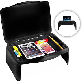 MAVOCRAFT Folding Lap Desk with Storage – Portable Laptop Desk, Bed Table, Serving Tray, Car Tray for Kids – Multi-Purpose for Kids & Adults (Black)