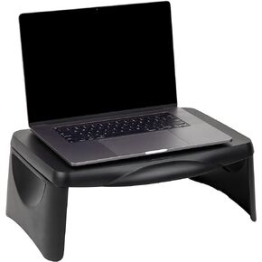 Mind Reader Lap Desk/Laptop Stand, Bed Tray, Folding Legs, Portable, Dorm, Plastic, 18.75" L x 11.25" W x 7.25" H, Black