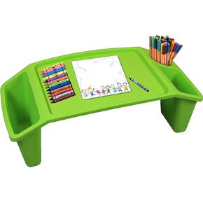 Portable Kids Lap Desk Tray, Activity Table with 3 Compartments for Art, Coloring, Writing, Eating, and Road Trips, Blue