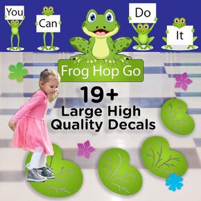Frog Hop Classroom Playscape - المسار الحسي - 15 ملصقًا من الفينيل عالي التحمل لأرضيات مدخل المدرسة