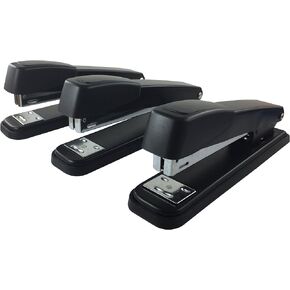 Stapler with 2000 Staples Each Metal Full Desk Size Black (3-Pack)