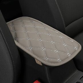 Black Panther PU Leather Auto Armrest Cover Protector Car Center Console Pad Universal Fit Most Vehicle Models - Diamond Gray