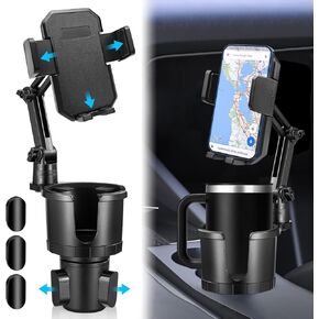 Car Cup Phone Holder Expander, 2 in 1 Car Cup Holder with Phone Mount, Cell Phone Cup Holder Car Mount for Stanley 10-40oz Bottles, Car Phone Holder Cup Holder Fits All Cellphone