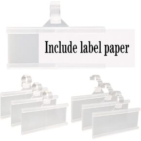 Wire Shelf Label Holder, ELEMGULY 35PCS Plastic Basket Label Holders with Tight Snap Lock, Reusable Bins Basket Labels Clip with Paper Label Inserts for Home Market Office (3 x 1.38 Inch)