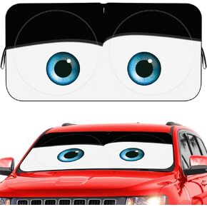 Car Windshield Sun Shade,Car Sun Shade Funny Car Eyes Sun Visor for Car Windshield, Wear-Resistant Black Tape, Foldable 59‘’x27.5‘’/63''x31.5''