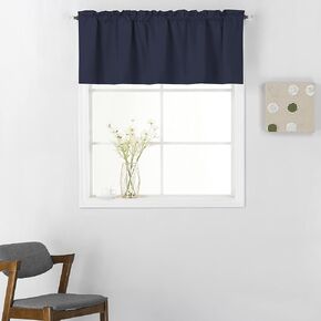 Easy Home Window Valance Curtain for Kitchen Bathroom Living Room, Blackout Treatment Thermal Insulated, 54 x18 Inches Room Darkening Curtain with Rod Pocket, 1 Panel (Black)