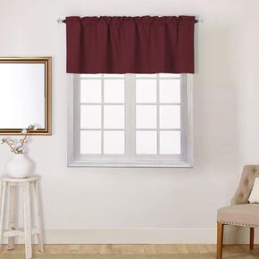 Easy Home Window Valance Curtain for Kitchen Bathroom Living Room, Blackout Treatment Thermal Insulated, 54 x18 Inches Room Darkening Curtain with Rod Pocket, 1 Panel (Black)