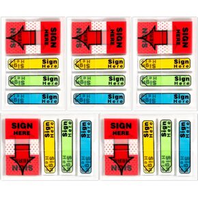 500pcs/5 Boxes Sign Here Tabs, Sign Here Flags Sign Here Label Stickers Message Flags Tag with Dispenser Arrow Tabs Sign Here Sticky Notes Easy to Post for Office School Notary Books
