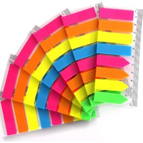 Fandamei 960 Pieces Neon Page Markers 6 Sets Translucent Page Flags Fluorescent Index Tabs Sticky Notes Tabs with 12 cm Measurement for Page Marker