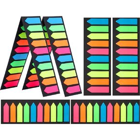 1600 Pcs Sticky Notes Flags,Fluorescent Sticky Tabs Translucent Sticky Note Flags,5Colors Index Tabs,Marker Bookmarks Text Highlighter Strips,Self-Adhesive Writable Labels,for Books,Notebooks(Arrow)