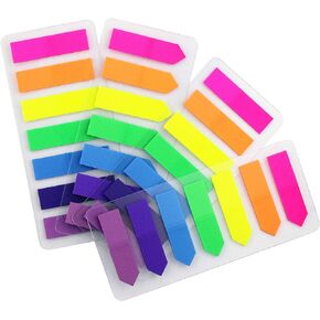 4 Sets 0.5x1.8 inch Neon Page Markers, Flags Tabs Neon, 7 Bright Color Sticky Notes Index Tabs,Neon Flags Note Tabs Page Flags, 560 Pcs