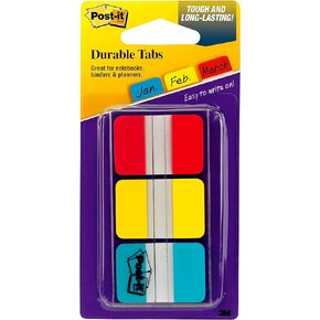 Post-it Tabs, 1 in, Solid, Red, Yellow, Blue, 22 Tabs/Color, 66 Tabs/On-the-Go Dispenser (686-RYB)