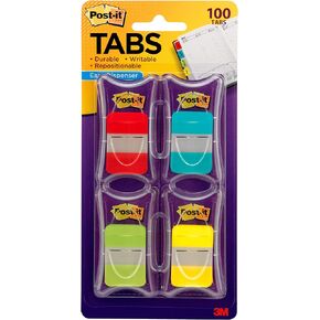 Post-it Tabs, 1 in Solid, Asst Colors, 25/Color, 25/Dispenser, 4 Dispenser/Pack (686-RALY)