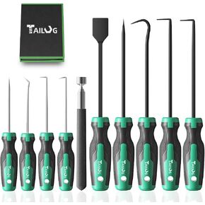 10 In 1 Heavy Duty Hook and Pick Set,9Pcs Precision Scraper Gasket Scraping Hose Removal Puller Hook,Car Auto Oil Seal/O-Ring Seal Gasket Pick Hook Puller Remover, Electronics Hand Tool Set