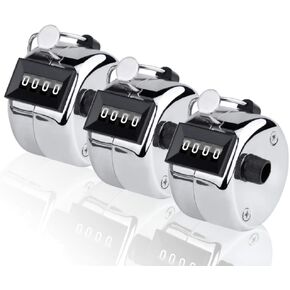 ANIN 3 Packs Hand Tally Counters, CNYMANY 4-Digit Lap Trackers Manual Clickers Metal Mechanical Count to 9999 for Sport Coach Casino - Silver