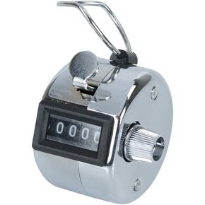 COSCO Metal Handheld Tally Counter, 4-Digit Number Count, Pitch Counter for Coaching, School, Office, Silver (065118)