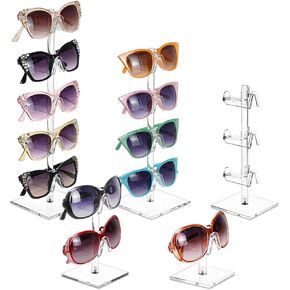 MOOCA 5 Pcs Acrylic Glasses Stand, Eyewear Display, Sunglasses Organizer, Eyewear Holders, Sunglass Rack, with 5 Different Heights, Showcasing Up to 15 Pairs