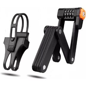 Foldable Bike Password Lock, 4-Digit Combination Folding Chain Lock with Mount Bracket, Heavy Duty Alloy Steel, Anti-Scratch, Coating, Waterproof, Anti-Rust