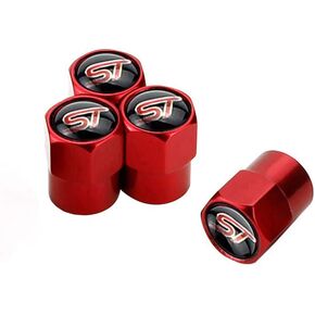 GO-UPP 4Pcs ST Logo Metal Car Wheel Tire Valve Stem Caps for Ford ST Focus Mondeo kuga Fiesta ecosport s-max Edge Mustang Transit Taurus f150 Exploror Decorative Accessory, Red