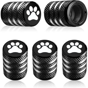 Fogfar 5 PCS Tire Valve Stem Cap Cover, Dog Paw Tire Caps Corrosion Resistant Leak-Proof Alloy for Car Motorcycle (Black)