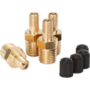 WYNNsky Tank Valve, Standard Valve Core with 1/4''NPT Male Threads, 4 Pieces Brass Valve with Sealing Caps