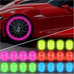20PCS Fluorescent Tire Valve Stem Caps,Luminous Auto Wheel Air Valve Cap,Universal Decoration Accessories for Car/SUV/Bicycle/Trucks/Motorcycles,Cool Car Gifts (20Pcs-5 Colors/US Flag) in Kuwait
