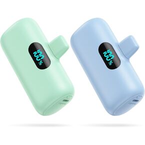 [2 Pack]Small Portable Charger for iPhone,Upgraded 5000mAh PD Fast Charging Power Bank,Cute Mini Portable Phone Charger Battery Pack Compatible with iPhone 14/14 Pro Max/13/13 Pro/12 Pro/11/XR/X/8 etc