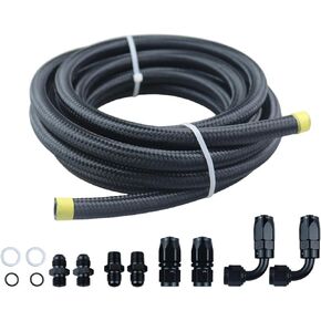 Transmission Cooler Line Kit For 4L60E 4L65E AN6 Black Nylon Braided Hose Kit