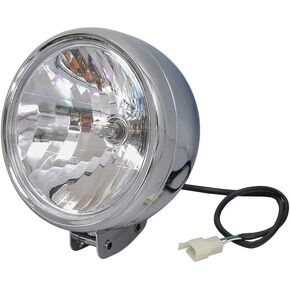 AlveyTech Front Headlight for Coleman CT200U-EX Mini Bike - Durable Chrome Body Waterproof 12 Volt Bike Light with 30 Watt Bulb, Replacement 2-Wheeler Mini Bike Parts and Accessories, DIY Install