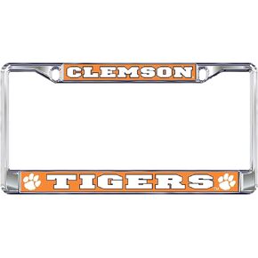 Clemson University Tigers Silver Metal License Plate Frame
