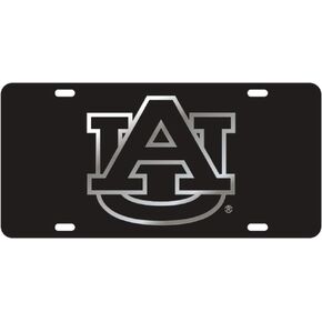 Craftique Auburn Tigers, Laser Cut Black/Silver/Black AU License Plate Tag