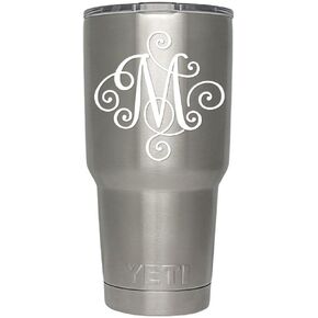 Monogram die cut decal/sticker. CLICK FOR COLOR/LETTER OPTIONS. AVAILABLE IN FOUR COLORS AND ALL LETTERS A-Z! Great for windows, Yeti and RTIC tumblers, Macbooks and more! (Letter "S", White)