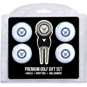 Team Golf Military Navy 4 Golf Ball and Divot Tool Set Regulation Size Golf Balls (4 Count) & Divot Tool with Removable Double-Sided Magnetic Marker