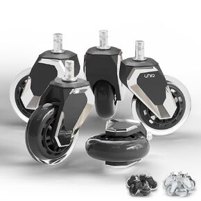Replacement Office Chair Wheels for Carpet, Wood & Tile, Set of 5 - Premium Quality Office Chair Casters for Work & Gaming Chair - Smooth & Noise-Free Rubber Wheel for Office Chair