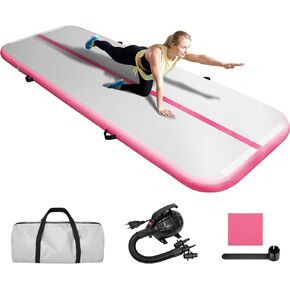 EDOSTORY Inflatable Air Gymnastics Mat 10ft/13ft/16ft/20ft Training Mats 4 inches thick Gymnastics Tracks for Home/Training/Cheerleading/Yoga/Water Sports with 600W Electric Pump