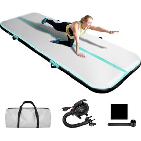 EDOSTORY Inflatable Air Gymnastics Mat 10ft/13ft/16ft/20ft Training Mats 4 inches thick Gymnastics Tracks for Home/Training/Cheerleading/Yoga/Water Sports with 600W Electric Pump