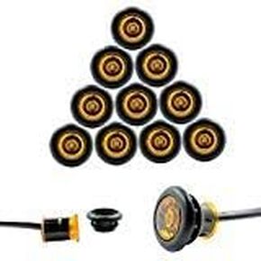 10 Pack - Amber TecNiq USA Made 3/4" LED Clearance Marker Bullet Grommet Lights (P2 Rated)