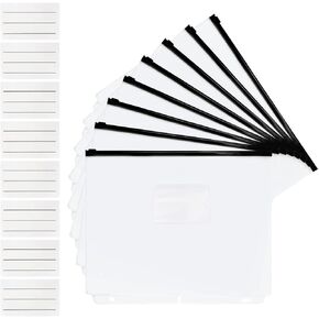 YoeeJob 8 Packs 3-Hole Clear Zipper Binder Pockets, Binder Insert Pages with Card Slots Suitable for School or Office to Organize Document, Assorted Color Zippers