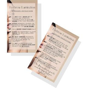 Eyebrow Lamination Aftercare Instruction Cards | Physical Printed 2 x 3.5" inches Business Card Size | Starter Lift Kit with Tint at home diy aftercare supplies | Tan Photo Design