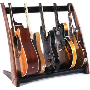 GR-2 Curve Customisable 5 Way Guitar Rack and Holder for Guitars and Cases - Walnut