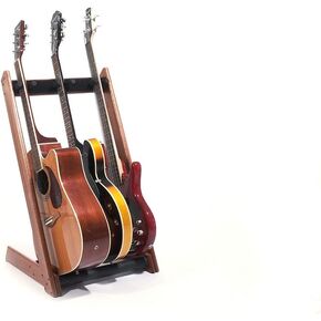 GR-3 Customisable 3 Way Multi Guitar Rack and Holder for Guitars and Cases - Mahogany